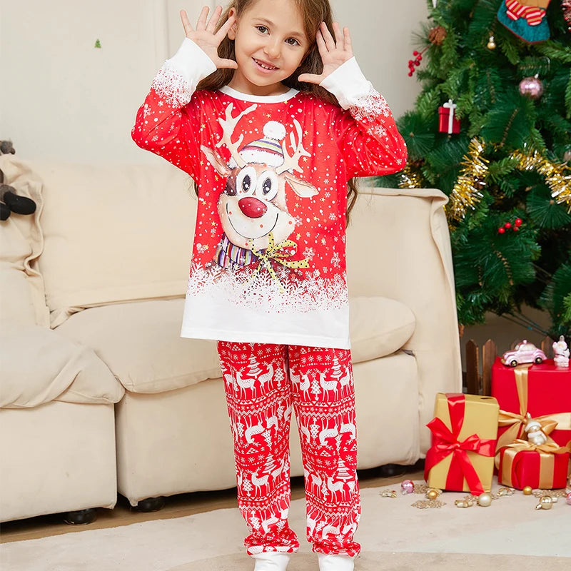Christmas Pajama Set Family Matching Nightwear Couples Daughter Daddy Son Mother Kids Reindeer Printed Long Sleeved Xmas Clothes