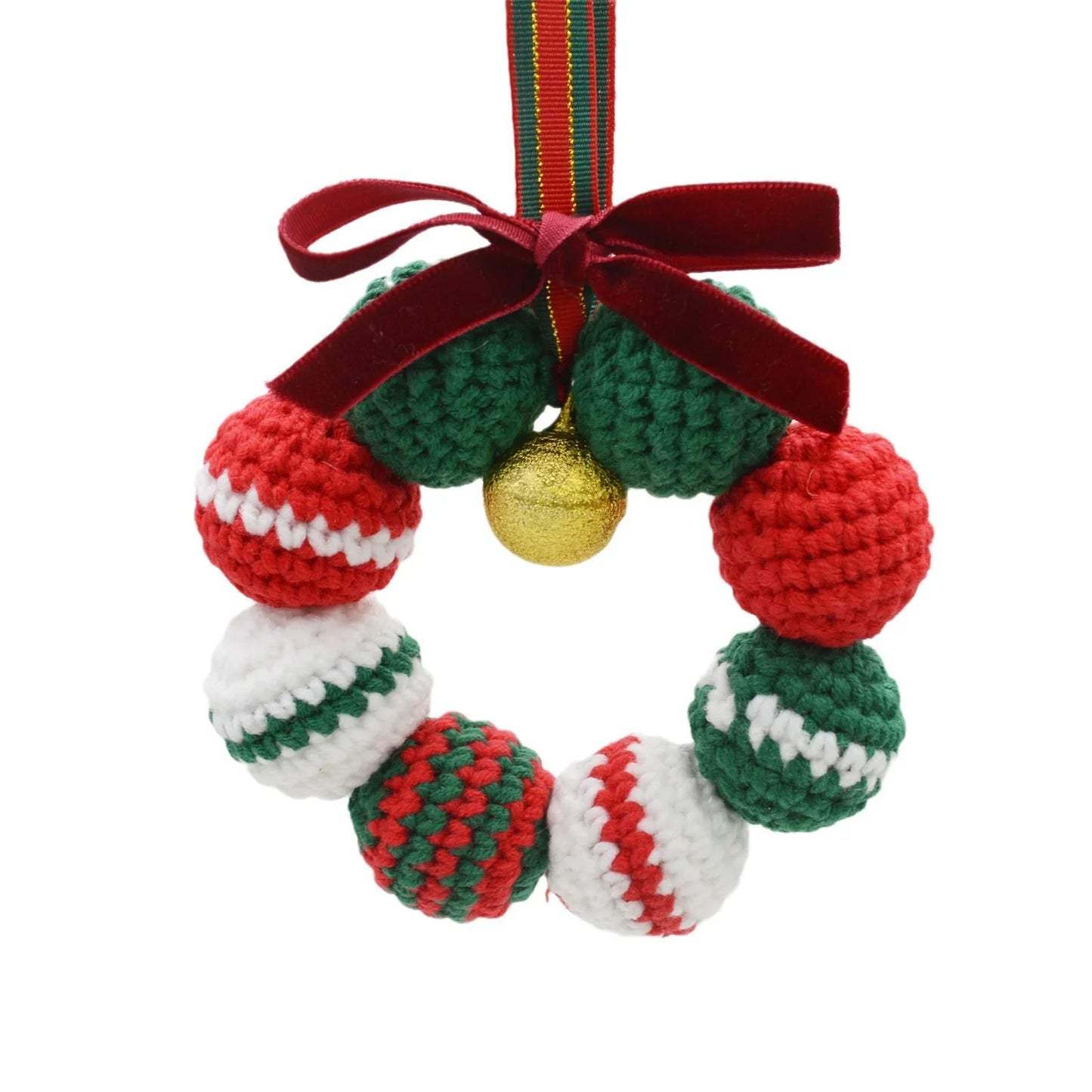 Christmas Home Decoration Handmade Knitted Small Bell Pendant Room OutDoor Decor Fashion Wool Crochet Xmas Bell Party Ornament