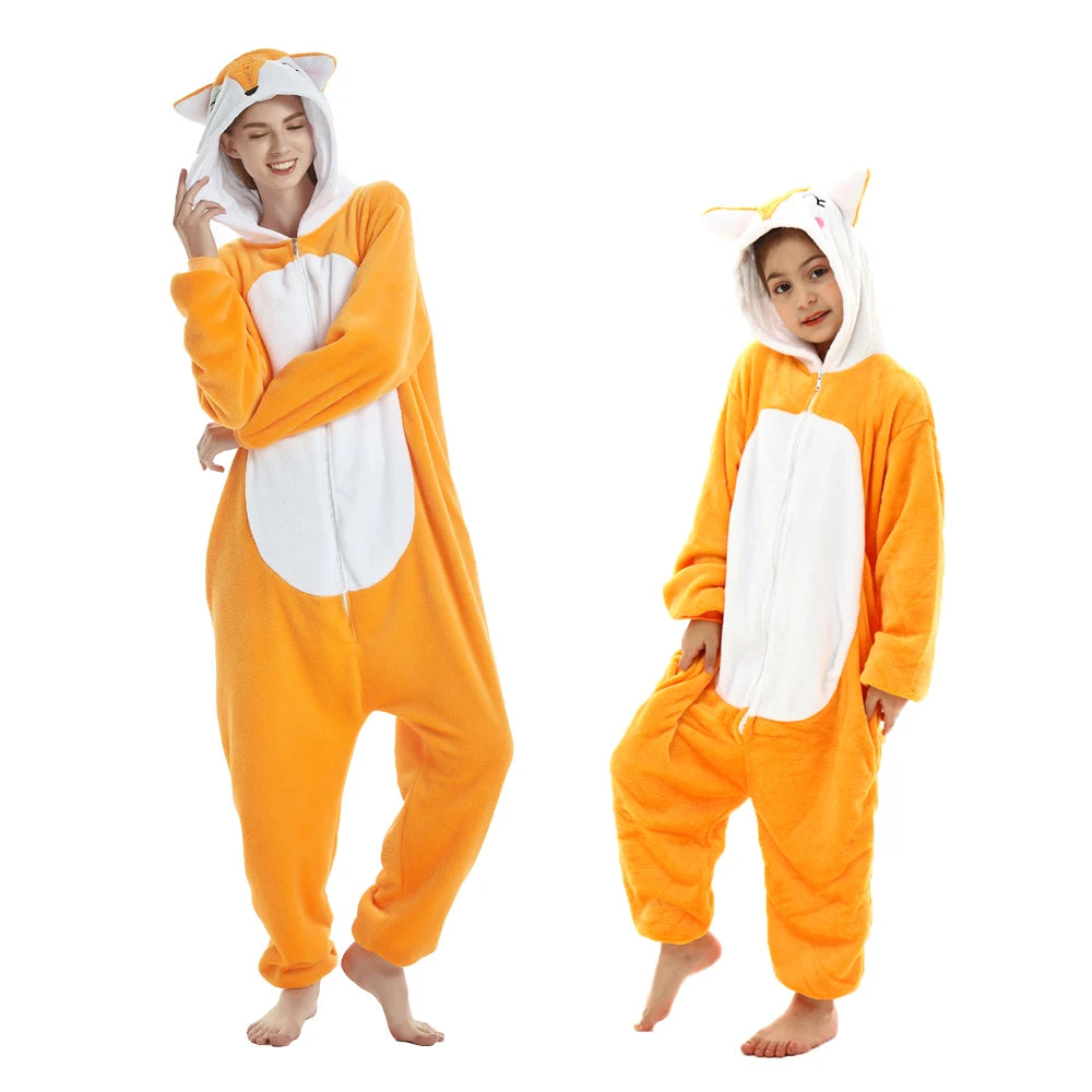 Animal Onesies Kigurumi Unicorn Pajamas Set Women Winter Overall Flannel Cartoon Cosplay Sleepwear Jumpsuit Men Homewear Pijama