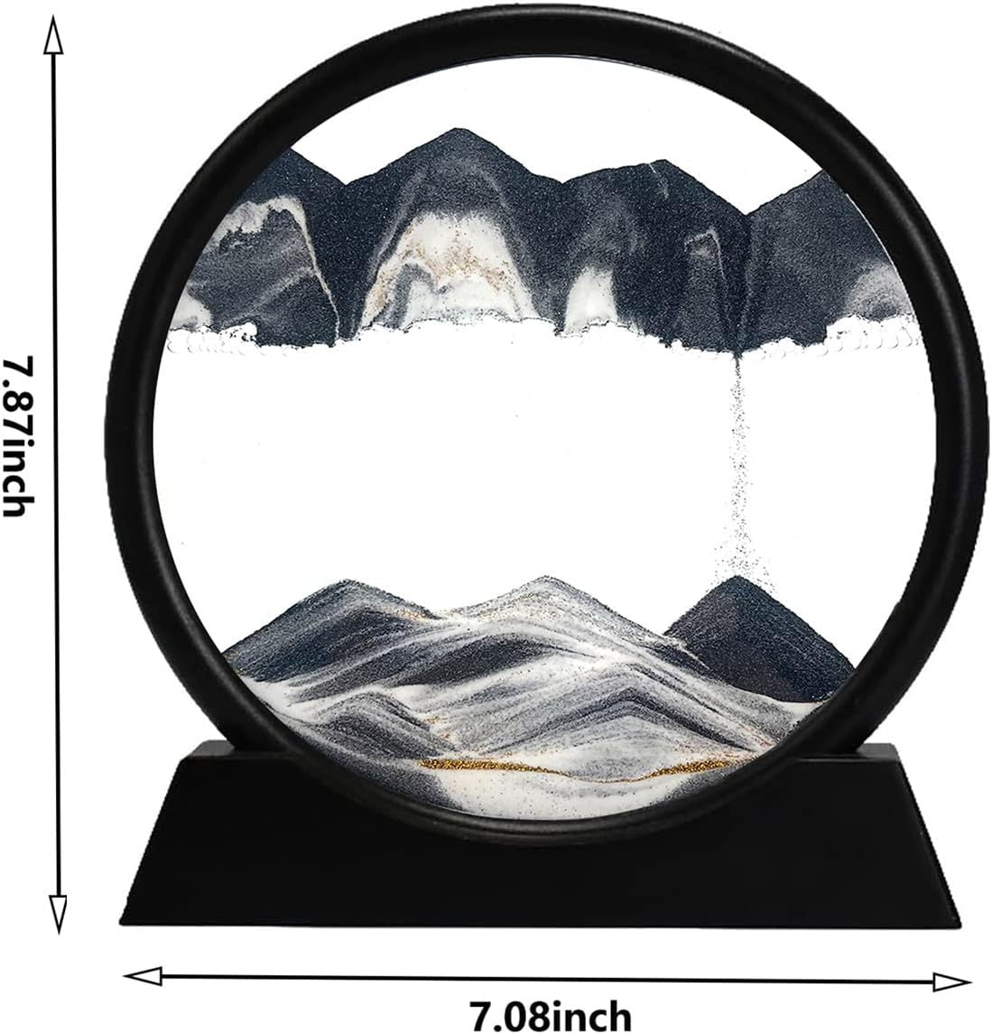 3D Dynamic Sand Art Liquid Motion, Moving Sand Art Picture Round Glass.