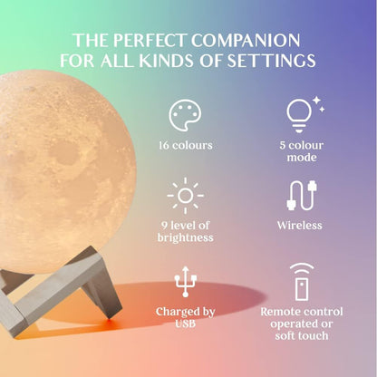 Moon Lamp,  Creative Moon Light Uniqe,16-Color Lamp With Stand And Remote.