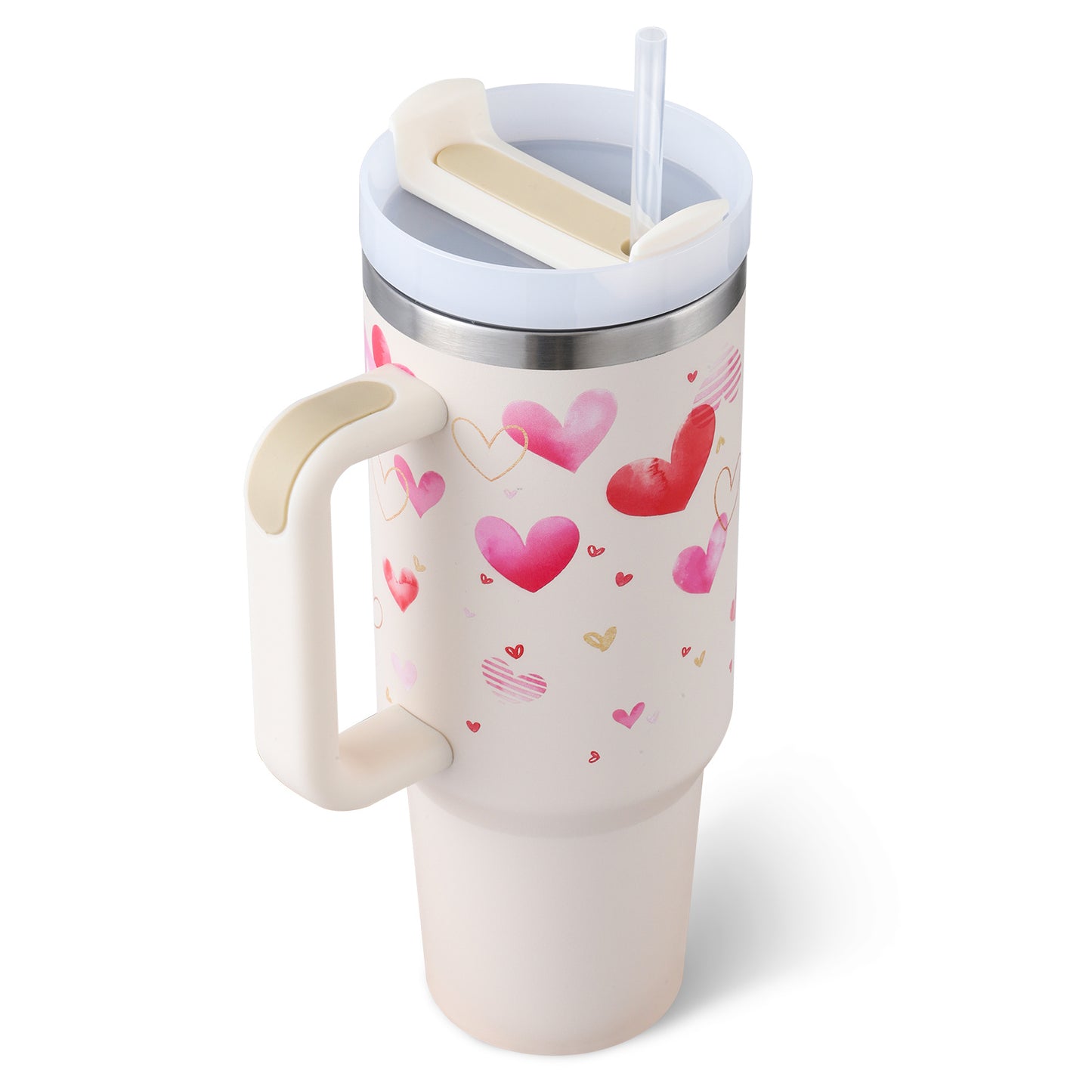 40 Oz Tumbler With Handle Straw Insulated, Stainless Steel.