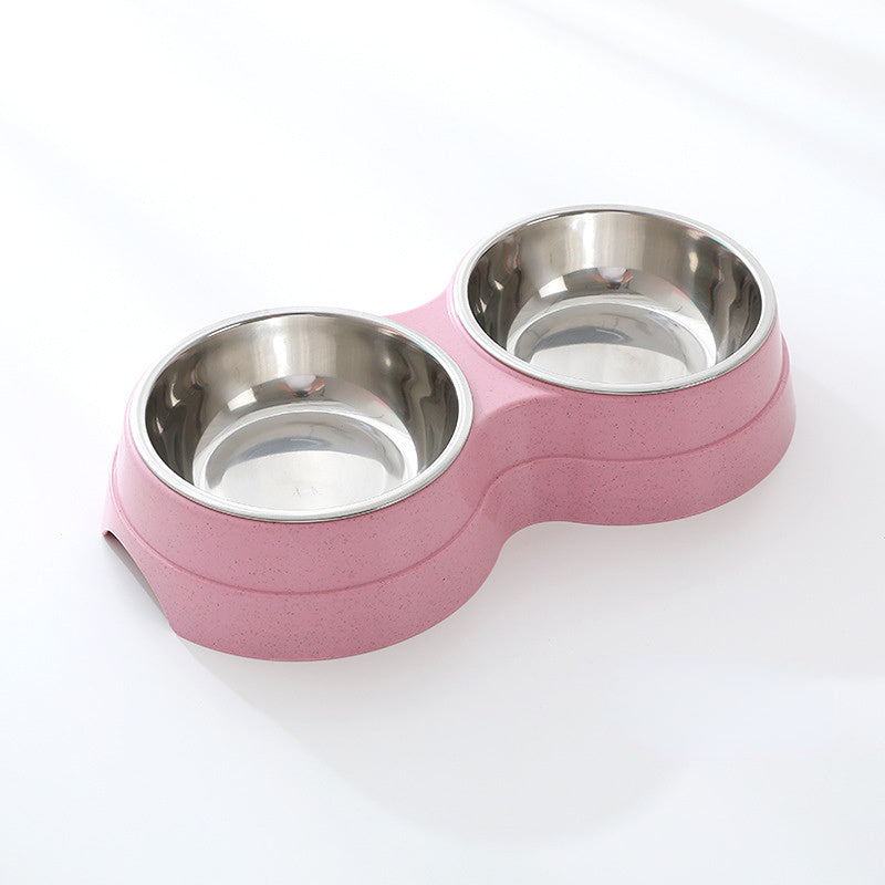 Double Pet Bowls Dog Food Water Feeder Stainless.