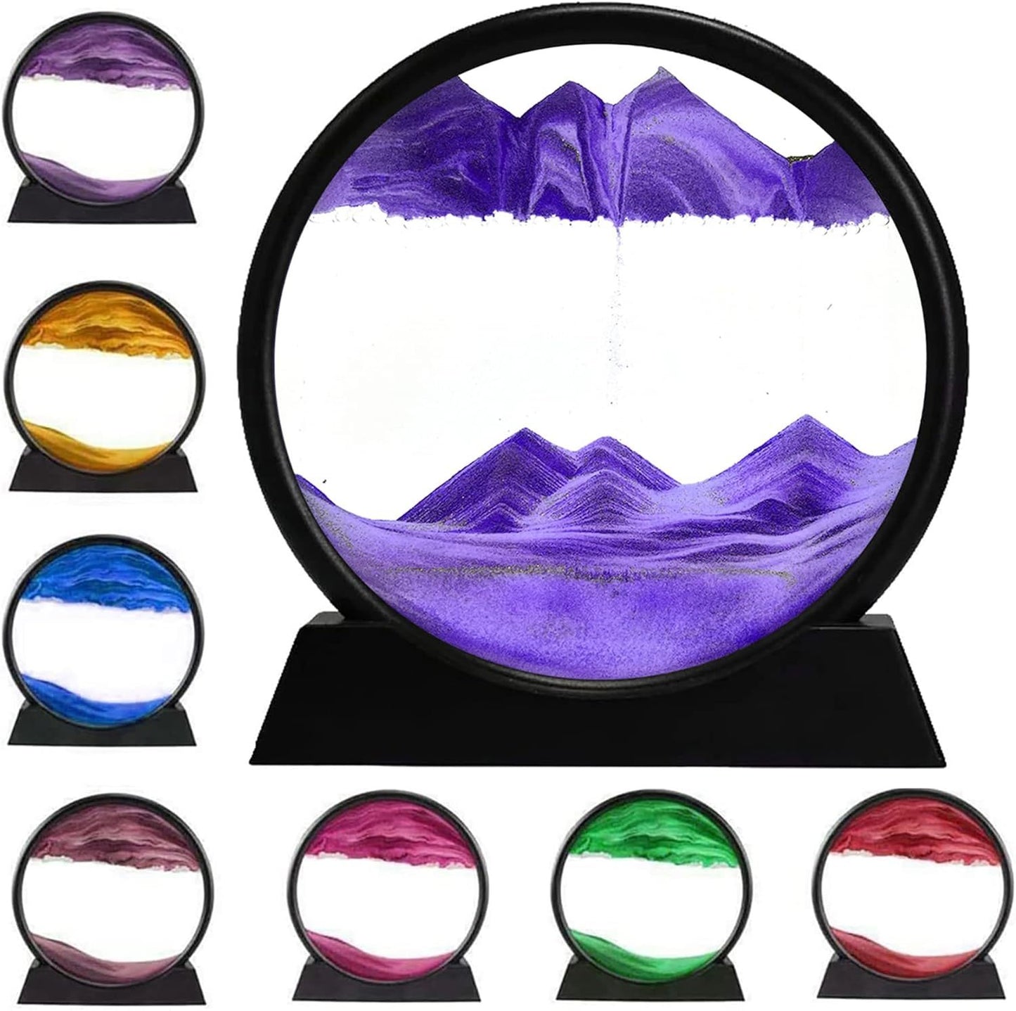 3D Dynamic Sand Art Liquid Motion, Moving Sand Art Picture Round Glass.