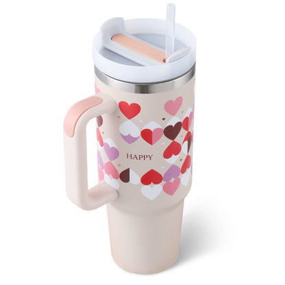40 Oz Tumbler With Handle Straw Insulated, Stainless Steel.