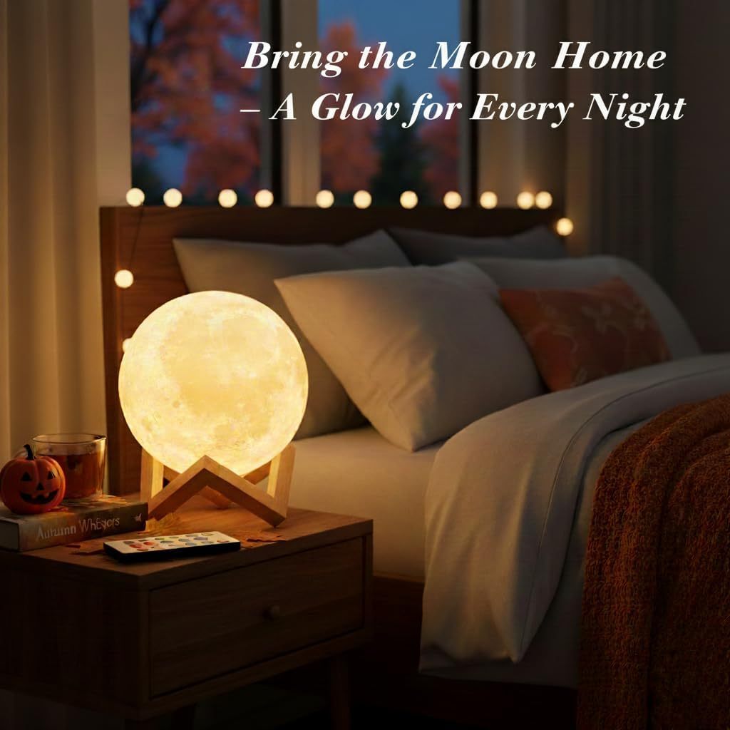 Moon Lamp,  Creative Moon Light Uniqe,16-Color Lamp With Stand And Remote.