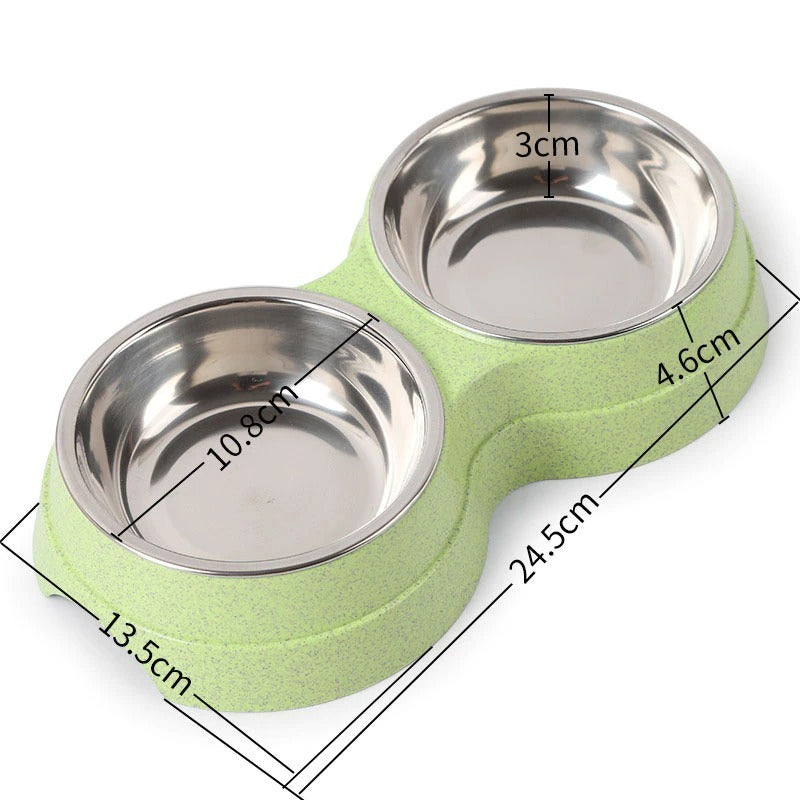 Double Pet Bowls Dog Food Water Feeder Stainless.