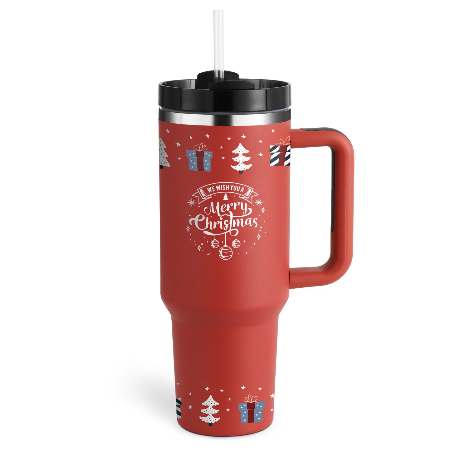 40 Oz Tumbler With Handle Straw Insulated, Stainless Steel.