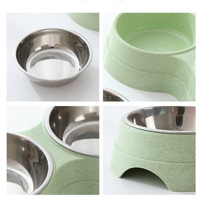Double Pet Bowls Dog Food Water Feeder Stainless.