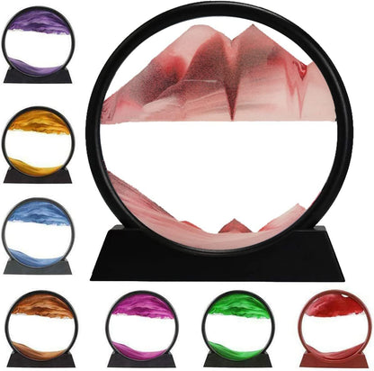 3D Dynamic Sand Art Liquid Motion, Moving Sand Art Picture Round Glass.