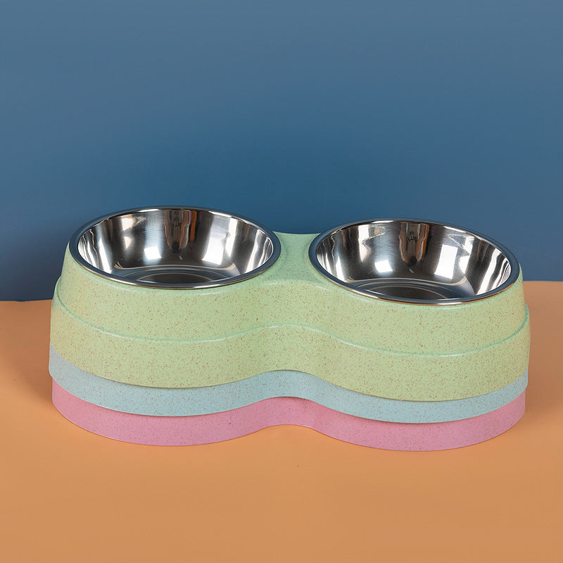 Double Pet Bowls Dog Food Water Feeder Stainless.