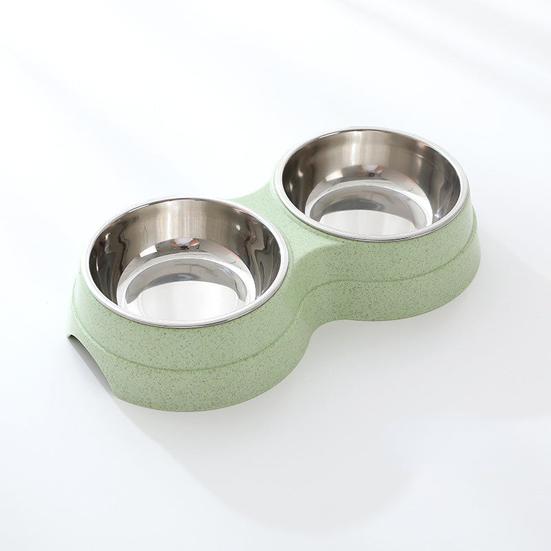 Double Pet Bowls Dog Food Water Feeder Stainless.