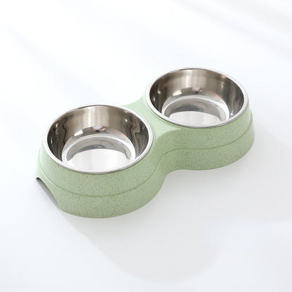 Double Pet Bowls Dog Food Water Feeder Stainless.