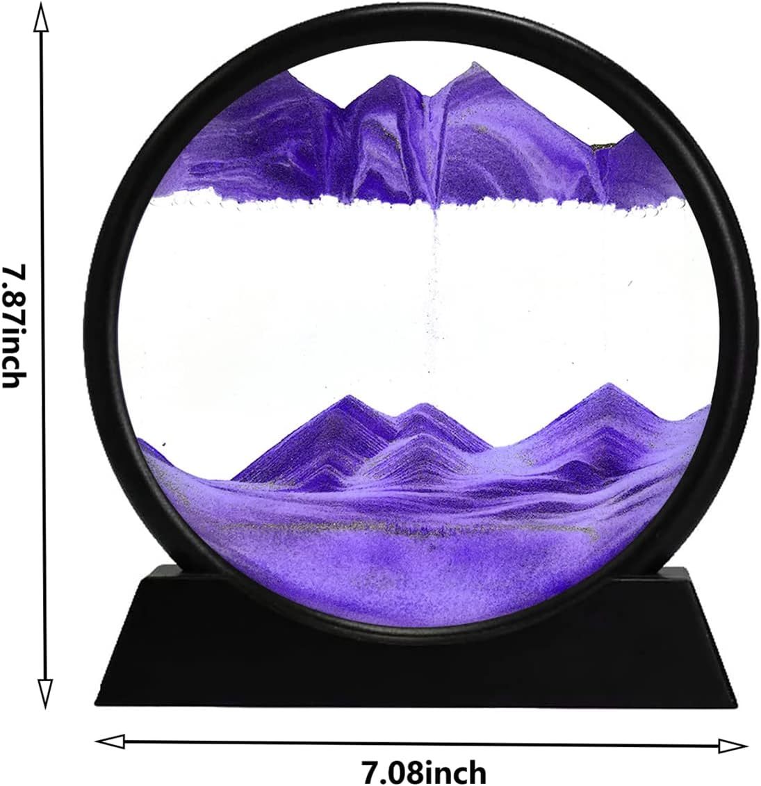 3D Dynamic Sand Art Liquid Motion, Moving Sand Art Picture Round Glass.