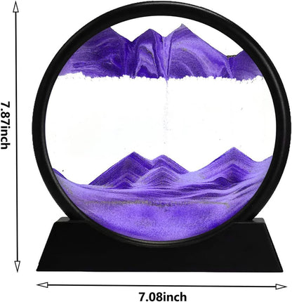 3D Dynamic Sand Art Liquid Motion, Moving Sand Art Picture Round Glass.