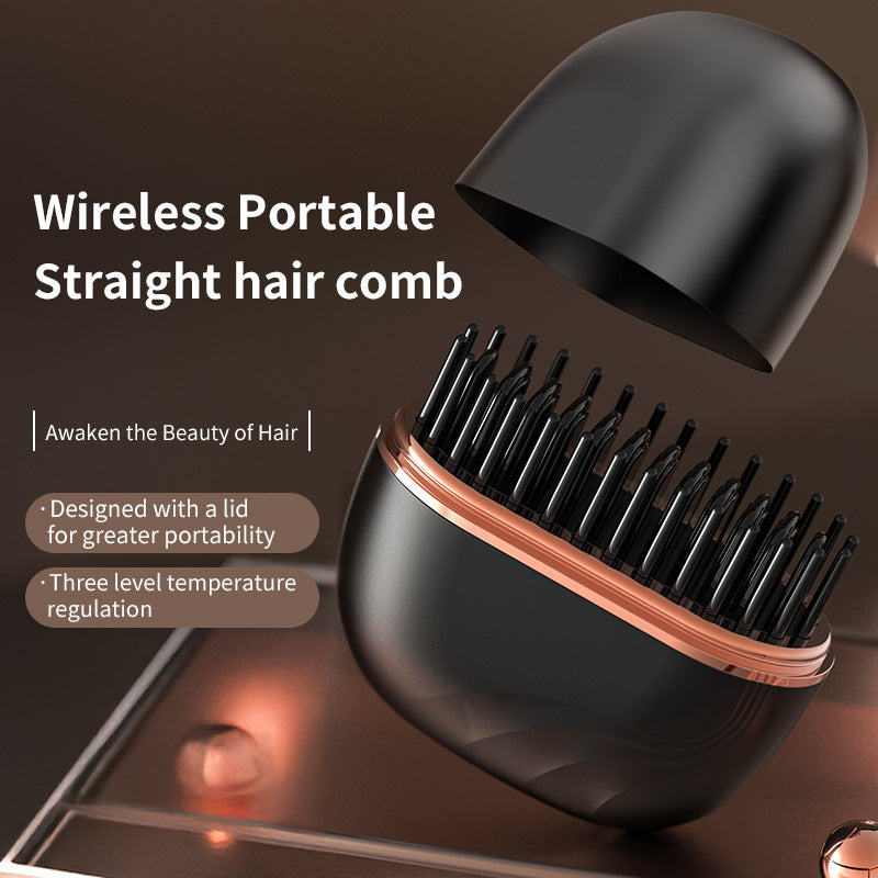 Mini Hair Straightening Comb Wireless Charging Portable.