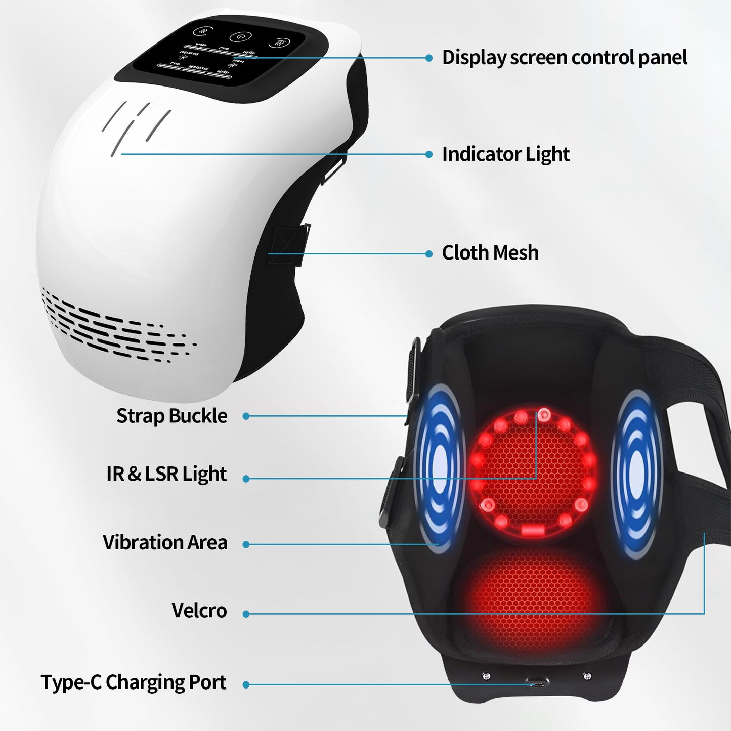 Electric Kneading Heating Knee Massager, Pain Relief Infrared Laser Vibration.