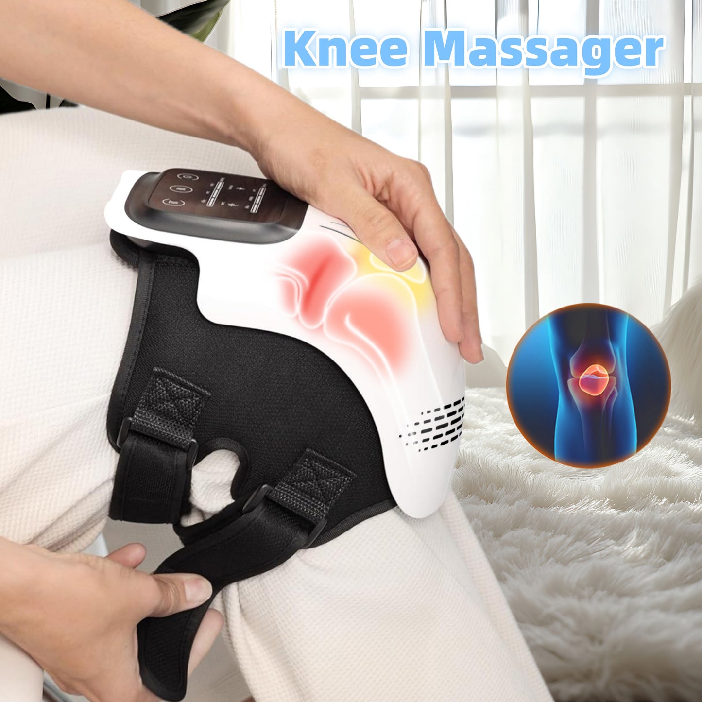 Electric Kneading Heating Knee Massager, Pain Relief Infrared Laser Vibration.