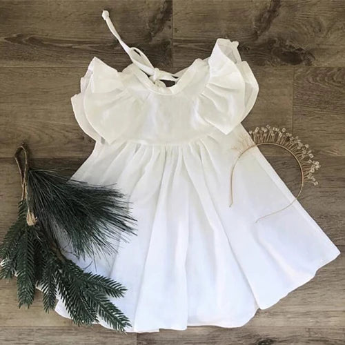 New Summer Baby Girls Dresses European America Toddler Kids Girl Dress Casual Linen Clothing Ruffles Sweet Princess Dress