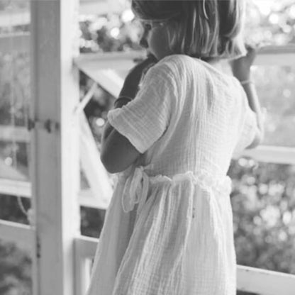 New Summer Baby Girls Dresses European America Toddler Kids Girl Dress Casual Linen Clothing Ruffles Sweet Princess Dress