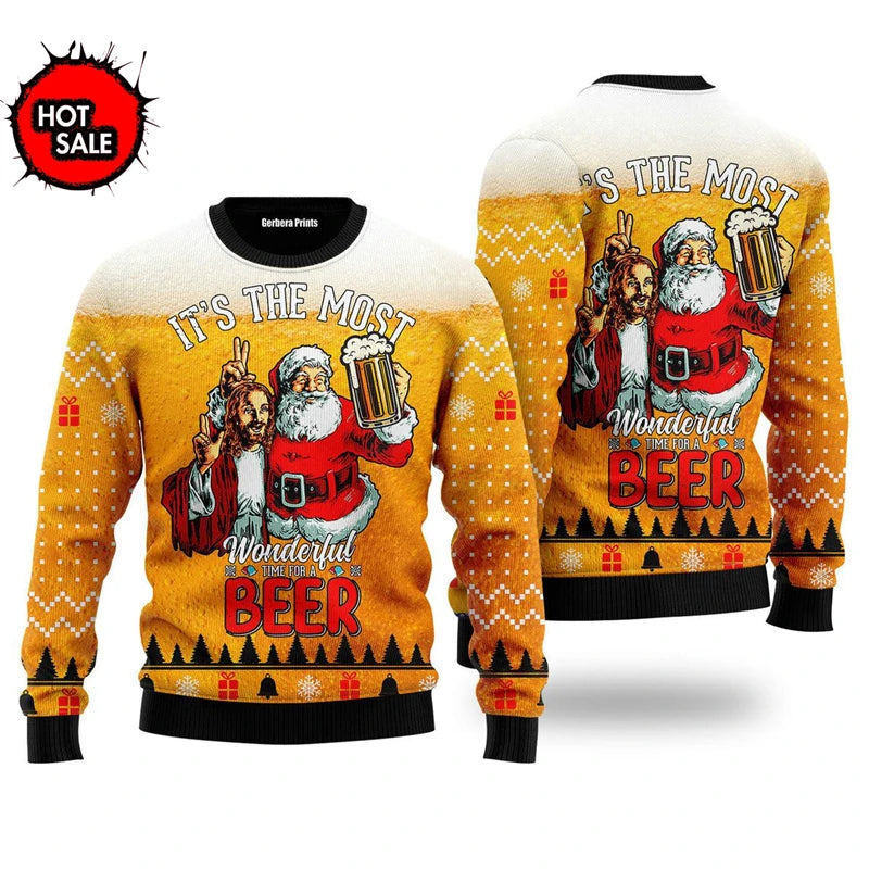Men Women Holiday Party Xmas Sweatshirts Happy Birthday Jesus Ugly Sweater 3D Funny Printed Ugly Christmas Sweaters Jumpers Tops