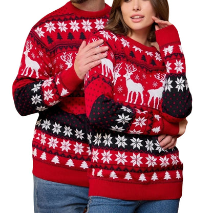 Christmas Jumpers for Women Men Couples Unisex Ugly Sweater Xmas Reindeer Printed Knitted Pullover Santa Holiday Sweatshirt Top