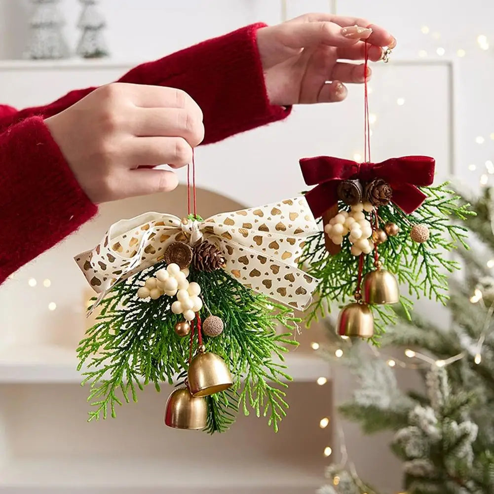 2025 New Year Christmas Decorations Bell Wreath Pendant Christmas Tree Decorations Atmosphere Spring Festive & Party Supplies