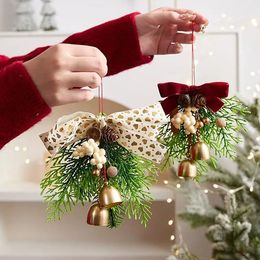 2025 New Year Christmas Decorations Bell Wreath Pendant Christmas Tree Decorations Atmosphere Spring Festive & Party Supplies
