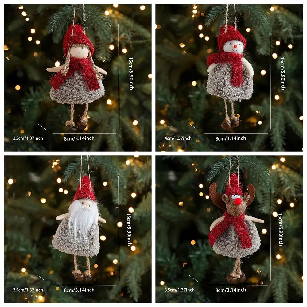 Christmas Snowman Pendant Santa Claus with Bells Xmas Tree Pendants Reindeer Girl Hanging Pendant Christmas Decoration
