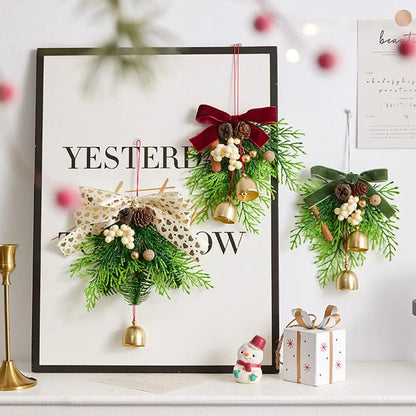 2025 New Year Christmas Decorations Bell Wreath Pendant Christmas Tree Decorations Atmosphere Spring Festive & Party Supplies