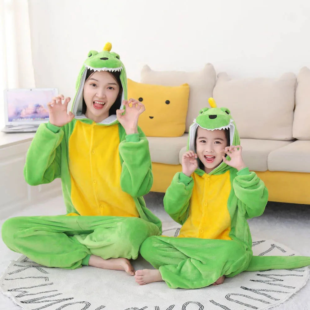 Animal Onesies Kigurumi Unicorn Pajamas Set Women Winter Overall Flannel Cartoon Cosplay Sleepwear Jumpsuit Men Homewear Pijama