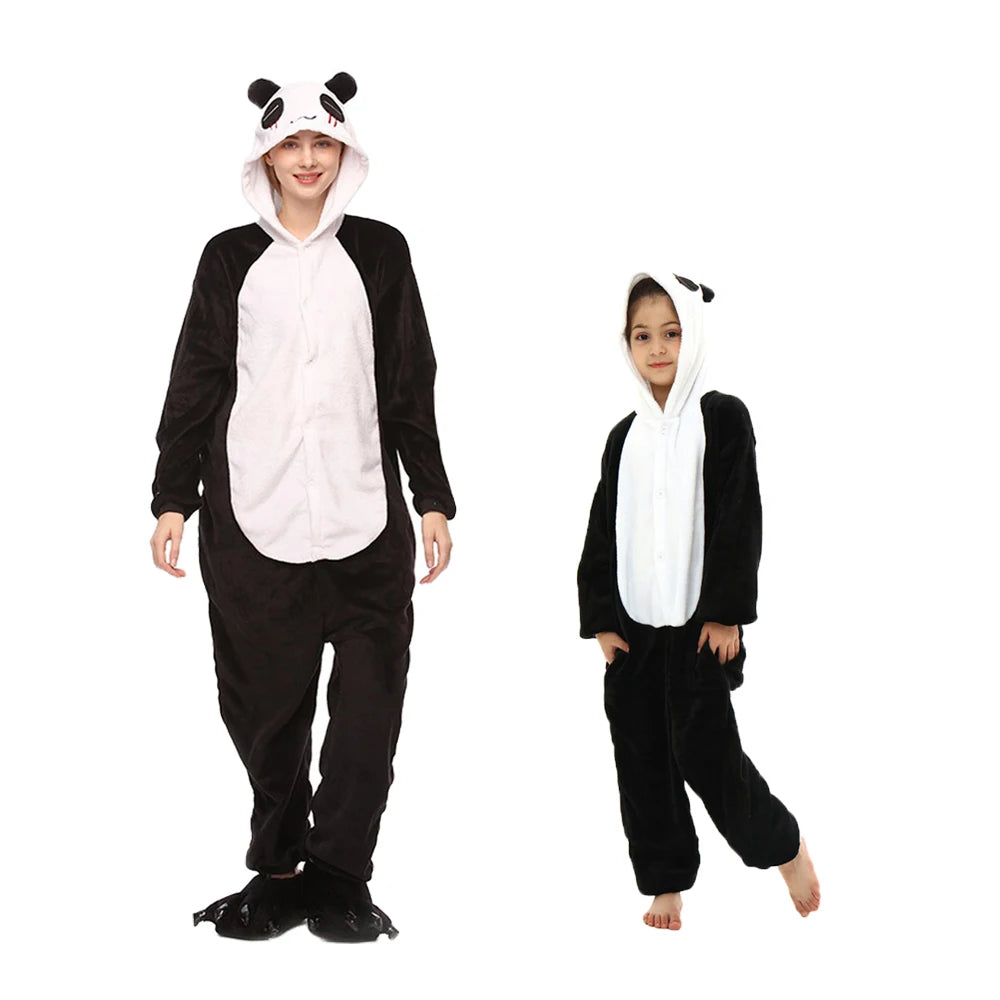 Animal Onesies Kigurumi Unicorn Pajamas Set Women Winter Overall Flannel Cartoon Cosplay Sleepwear Jumpsuit Men Homewear Pijama