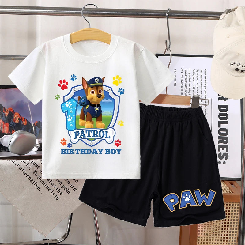 2pcs Paw Patrol Short Sleeved Shorts Suit for Children Anime Cartoon Cute T-shirts Pants Set Boys Summer Fashion Clothes Gifts
