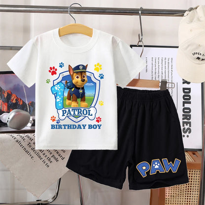 2pcs Paw Patrol Short Sleeved Shorts Suit for Children Anime Cartoon Cute T-shirts Pants Set Boys Summer Fashion Clothes Gifts