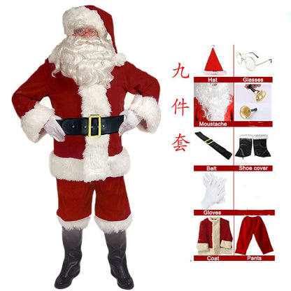Santa Claus Costume for Adults Men Christmas Carnival Cosplay Red Hat Plus Size Suit Adult Fancy Costumes Party Full Set