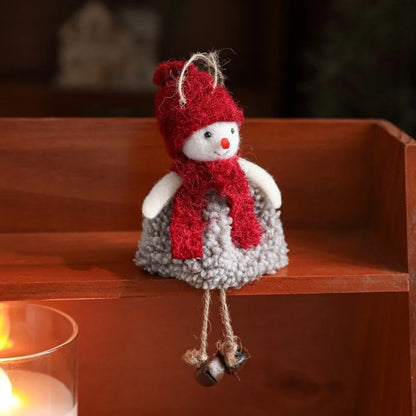 Christmas Snowman Pendant Santa Claus with Bells Xmas Tree Pendants Reindeer Girl Hanging Pendant Christmas Decoration