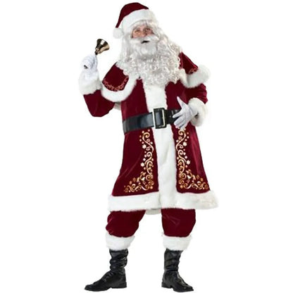 Santa Claus Costume Women Men Christmas Elf Dress Unisex Party Outfit Adult Suit Xmas Stage Performance Festive Role Play Wear