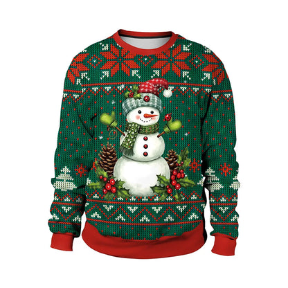 Couple Christmas Sweatshirt 3d Christmas Snowman Santa Claus Print Clothing Funny Unisex Pullover Holiday Party Top Sweatshirt