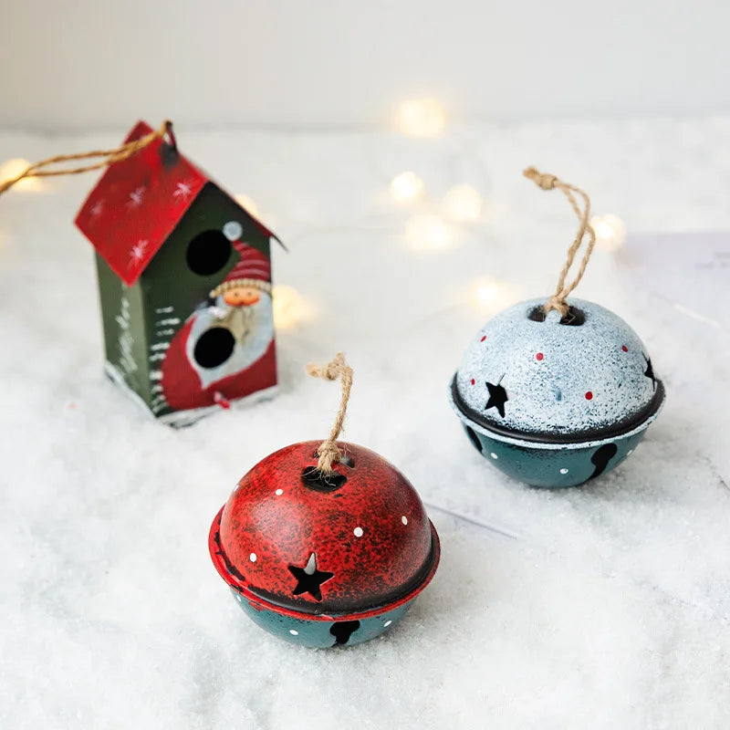 Novelty Painted Christmas Bell Tree Decoration Exquisite Iron Art Ornament Xmas Party Hanging Pendant Home Decor Navidad Gifts