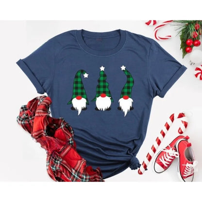 Vintage Santa Gnome Christmas T-Shirt: Xmas Family Tee  Harajuku Y2k Top Shirts for Women Seagull Christmas Shirts Cotton Tees