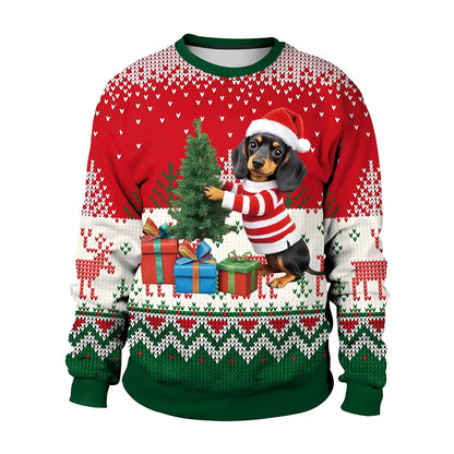 Couple Christmas Sweatshirt 3d Christmas Snowman Santa Claus Print Clothing Funny Unisex Pullover Holiday Party Top Sweatshirt