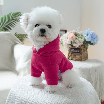 Christmas Bell Hooded Sweater Red Pet Dog Dog Cat Clothes Autumn Winter Christmas Day Jumper Hoodie