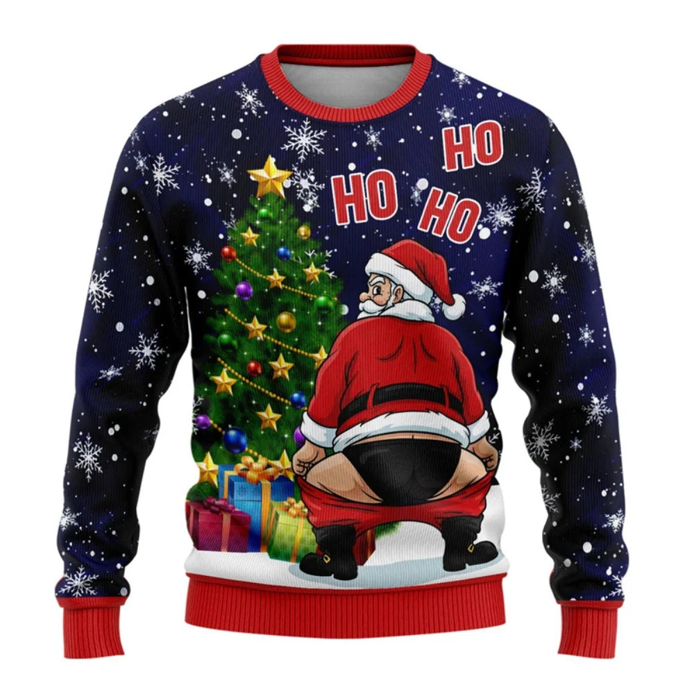 Men Women Xmas Sweatshirt 3D Christmas Snowman Santa Printed Ugly Christmas Sweater Unisex Long Sleeve Tops Pullovers Sweatshirt
