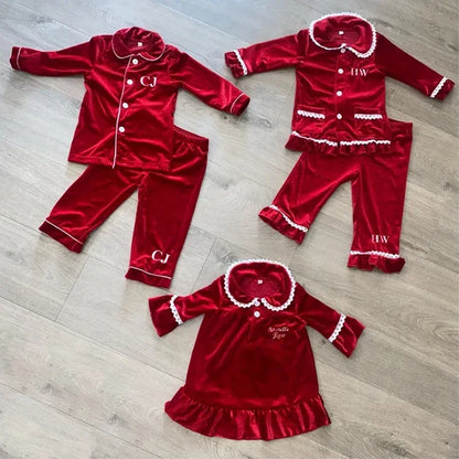 Ruffkids Kids Pyjamas Girls Boys Baby Clothes Loungewear Family Matching Pjs Red Velvet Christmas Pajamas Sets