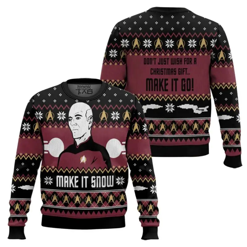 Captain Picard Give Me Some Snow Ugly Christmas Sweater Funny Holiday Party Pullover Xmas Sweater for Men Women Xmas Gift 2026