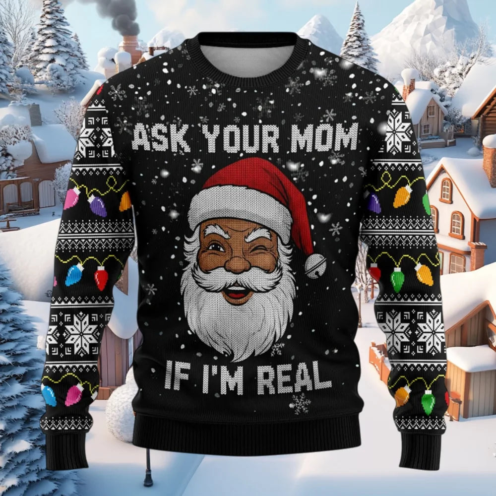 Funny Santa Christmas Sweatshirt Naughty Ugly Graphic Women Sweaters Crew Neck Sweatshirt Holiday Unisex Pullover Hoodie for Man