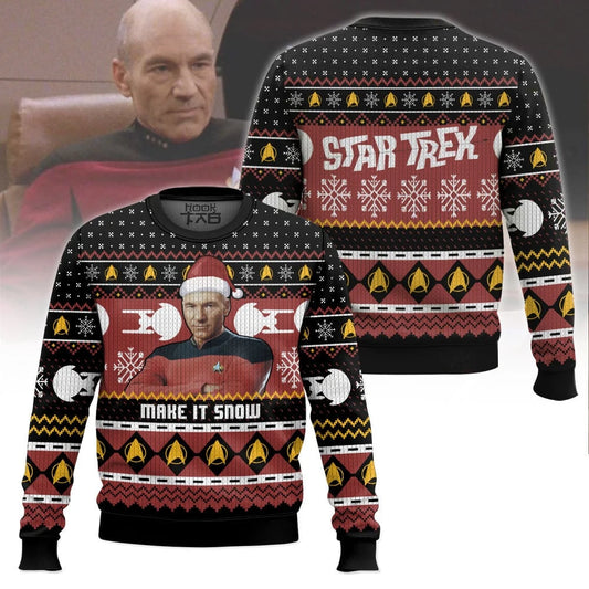 Captain Picard Give Me Some Snow Ugly Christmas Sweater Funny Holiday Party Pullover Xmas Sweater for Men Women Xmas Gift 2026