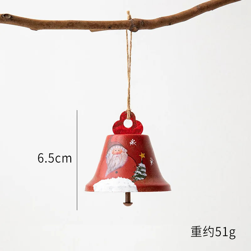 Novelty Painted Christmas Bell Tree Decoration Exquisite Iron Art Ornament Xmas Party Hanging Pendant Home Decor Navidad Gifts