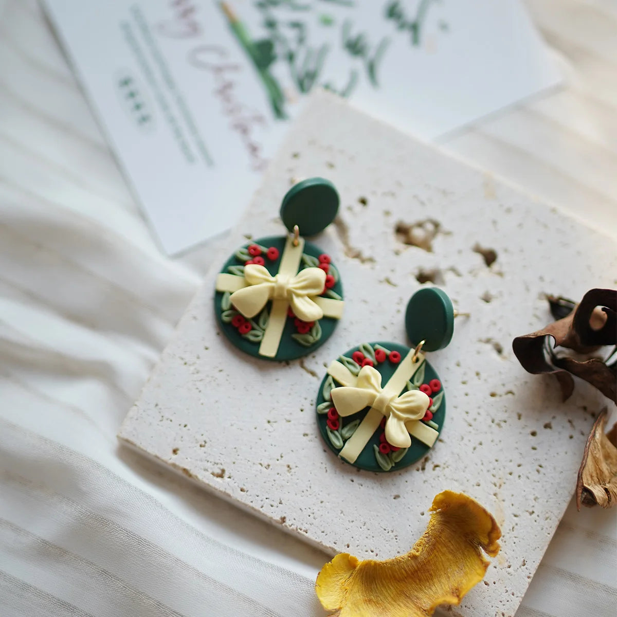 Christmas Winter Holiday Santa Snowman Bell Gingerbread Multi Shapes Polymer Clay Earrings  Celebration Accessories Gifts