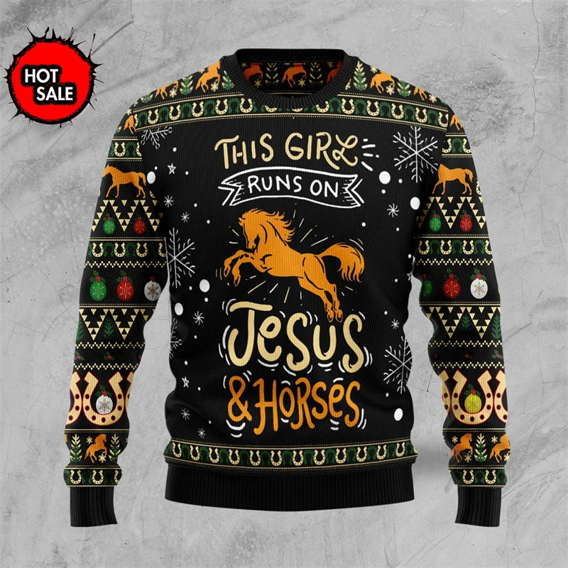 Men Women Holiday Party Xmas Sweatshirts Happy Birthday Jesus Ugly Sweater 3D Funny Printed Ugly Christmas Sweaters Jumpers Tops